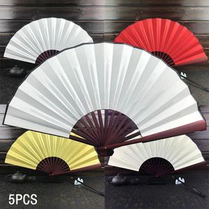 Dekorative Figuren 5pcs Kit Blanke Falten -Fans chinesischer Stil Malerei und Kalligraphie Incripting DIY Seidentuchhandwerk Fan (einziger Fan)