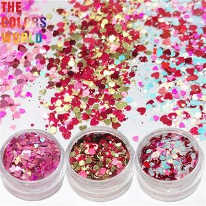 TCT779 Mixed Valentines Day Nail Art Sequins Shiny Red Love Heart Glitter Flakes Supplies for Professionals Accessories 240328