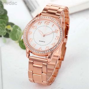 Kvinnors klockor Brand Women Watches Fashion Circular Ladies Quartz Watch Armband Set Golden Dial Simple Rose Gold Mesh Luxury Watches Women#3 240409