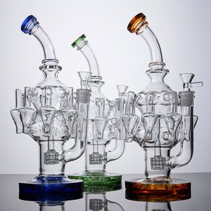 11.8Inch Heady Glass Bong with Glass Bowl Octopus Arms Matrix Percolator Recycler Water Pipe 14mm Fmale Joint OA01