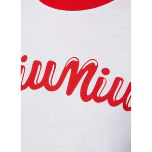 Designer Womens T-shirt tryckning Tank Topp Summer Short Slim Navel Exponed Outfit Elastic Sports Round Neck Pure Cotton Luxury Women's Clothing Miiu Miiu T-shirt