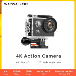 Cameras Waywalkers Action Camera Ultra HD 4K 30fps WiFi 2.0inch 170D Underwater Waterproof Helmet Video Recording Cameras Sport Cam EIS