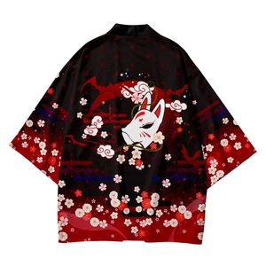 Nine Tailed Fox Japanese Blouse Kimono Cardigan Samurai Costume Women Clothing Kimono Jacket Mens Yukata