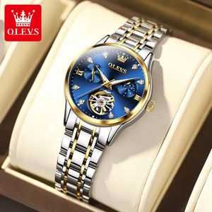 Olevs Original Brand Fashion Womens Watches wasserdichte vollautomatische mechanische Uhr für Damen exquisite Geschenkbox Set 240409