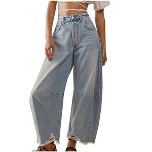 Women Casual Baggy Mid Taille Jeans Weitbein loser Freund Denimhose gerade Bein geschnittene Jeans Y2K Kleidung 240328