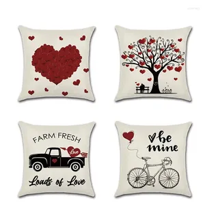 Travesseiro 2024 Romântico Dia dos Namorados Gift Heart Love Tree Bicycleuack Caso Cover Cojines de decoração de festa de casamento