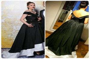 Black Plus Size White Black Celebrity Long Evening Dresses Off Shoulder Taffeta Backless Evening Gowns Ankle Length Prom Dresses8104559