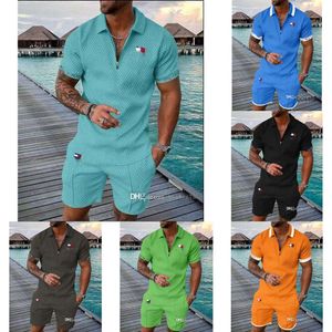 Mens Designer Tracksuits Summer Shorts Outfits Plus Size 3XL Luxury Two Piece Set Brand Printed Outfits Cotton Blend Short Sleeve Polo T-shirt And Shorts Sports Suit