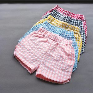 Sweet Girls Plaid Shorts Summer Korean Boy Girl Cotton Split Short Pants Casual Fashionable Kids Pants Childrens Clothes 240409