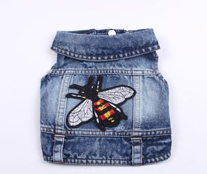 Маленькая собачья кошачья джинсовая куртка для пчел пчелы дизайн джинсовой джинсовой ткани для питомца.