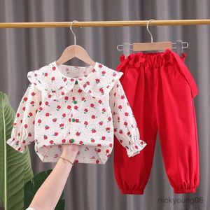 Set di abbigliamento da 2 pezzi Sweety Girls Abbigliamento set floreale Tops-shirt da collare a maniche lunghe