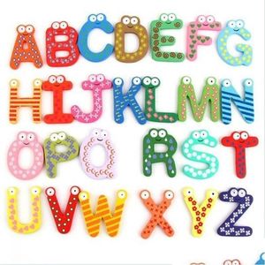 Kühlschrankmagnete Kinder Baby Holz Alphabet Brief Cartoon Lern lernen Spielzeug Uni Geschenk Drop Lieferung Hausgarten XC DH0J8