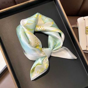 Scarves Pure Silk Scarf Lady Small Square Hairband Foulard Fashion Print High Quality Neckerchief Scarves Headscarf Bandana 2023240409