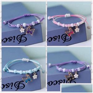 Braccialetti di fascino kpop kpop carino colorf farfly bracciale per donna girl star a mano a campana a campana a pendente floreale gocce deli dhkuh