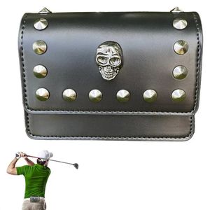 Golf Rangefinder Leather Bag Skull Magnetic Closure Holder Case Range Finder Carry Bag Laser Distance meter Belt Waist Bag 240328