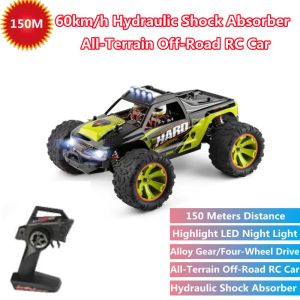 4WD Alloy Gear High Speed ​​RC Racing Car 60 km/H 150m Hydraulisk stötdämpare Led Dual Night Light Remote Control off-road lastbil