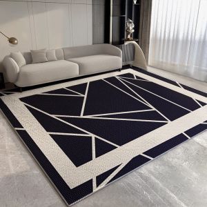 Lätt lyxiga mattor för vardagsrum svarta linjer sovrum dekor plysch matta stort område garderob matta hem förtjockad golvmatta