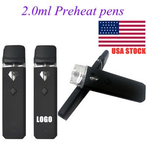 2ml Preheating Disposable Vape Pen Rechargeable USA STOCK 320mah Battery Thick Oil Stater Kits 2 Gram Pods Vaporizer Device with preheating Buttons