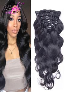 Peruvian Virgin Human Hair Body Clip nelle estensioni dei capelli 140 g di onda del corpo Colore naturale 1028 pollici Clip nelle estensioni dei capelli 7pcs F4198459