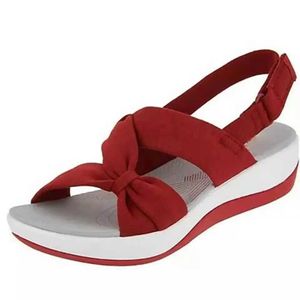 Sandals Women Summer 2024 Closed Toe Roman Bow Platform Wedges 2 Flat Plus Size H240409 GOUP