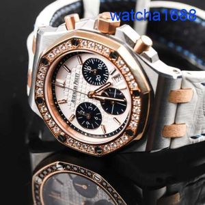 AP Tourbillon Wristwatch Royal Oak Offshore 26234SR Medidor mecânico automático de 37 mm de precisão feminina 18k Rose Gold Diamond Watch