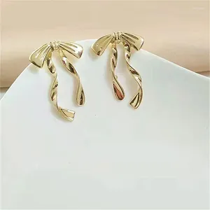 Studörhängen koreanska mode enkla flickor guld färg metall linje båge för kvinnor känsliga långa tofs bowknot drop gåvor