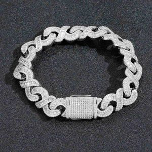 Hip Hop Band 8-formad kedja T Square 12mm Infinite Chain Brick Cuban Chain Hip Hop Personlig Street Band S925 Armband