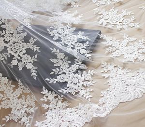 White French shiny vintage lace embroidery fabric with sequins wedding dress gauze clothing materials DIY accessories Lace fabric 2763409