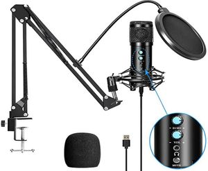 Microfone USB do condensador profissional com Stand for Laptop Karaoke Singing Streaming Gaming Podcast Studio Recording Mic5520938