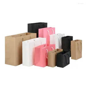 Gift Wrap 10pcs Kraft Paper Portable Bags For Gifts Shopping Clothing Food Takeaway Eco Friendly Packaging Bag Custom Logo Size Wholesale