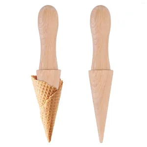 Spoons Pastry Roller Cream Cone Making Mold Beechwood Pizzelle Ice Horn Wooden Ergonomic Kitchen DIY Rolling Tool