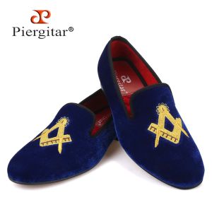 Boots Piergitar Exquisite Embroidery Pattern Men Veet Shoes Fashion Wedding Party and Banquet Men's Loafers Handmade Men Flats