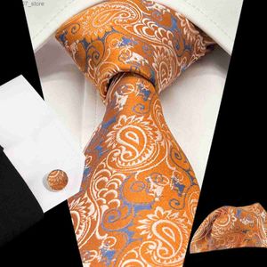 Neck Ties Tie Pocket Scarf Mufflinks Set 8.5cm Jacquard Paisley Tieq