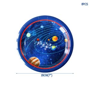 52pcs Outer Space Solar System Planet Galaxy Party 16 Guest Kids Birthday Party Disposable Tableware Paper Plates Cups Napkins