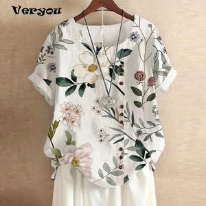 Summer Digital Vintage Print Print Looset Shirt de grandes dimensões elegantes tshirts de manga curta tops women harajuku casual camisetas 240409