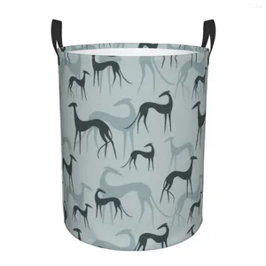 Tvättpåsar Greyhound Galgos Dog Basket Collapsible Whippet Sighthound Clothes Hamper For Nursery Kids Toys Storage Bin