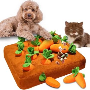 Carrot Snuffle Mat for Dogs Cats Puzzle Toy with 12 Carrots Small Medium Large Interactive Pet Stress Relief Chew Toys 240328