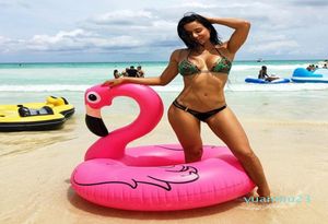 Cały 120 cm różowy nadmuchiwany basen Flamingo pływaki pływackie pierścienie pływające Prążne krzesło do plażowego materaca powietrza do pływania w wodzie Sport6974196