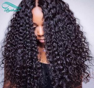 Bythair 13x6 Long Deep Part Pre Plucked Deep Curly Brazilian Virgin Hair Lace Front Human Hair Wigs With Baby Hairs For Black Wome4301297