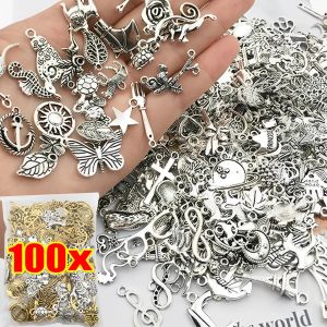 30/100pcs vintage karışık metal hayvan kuşları cazibe boncuklar el yapımı diy bilek kolye neakklace klipler mücevher yapım bulguları