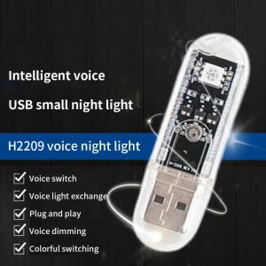 Nova lâmpada USB comutação colorida universal portátil durável acessórios de carro colorido ai controle de voz noite luz usb luz