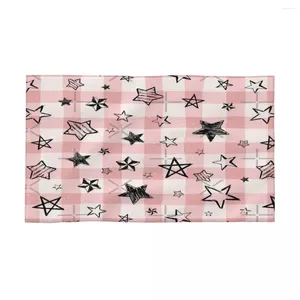 Towel Decorating Cute Stars Pink Background Grid 40x70cm Face Wash Cloth Soft Suitable For Tour Traveller