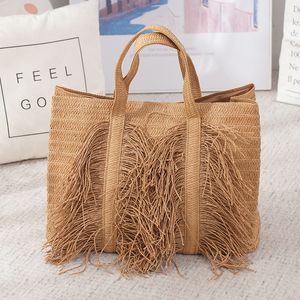 2024 Tassel Grass Woven Bag Designer Bag Shoulder Bag Handmade Woven Handheld Bag Countryside Beach Vacation Versatile Leisure New Style