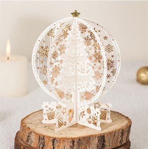 (10 pieces/lot) 3D Up Christmas Greeting Card Laser Cut "Merry Christmas" Deer Santa 3d Red Gold Cards With Envelope C9008 2012142612578