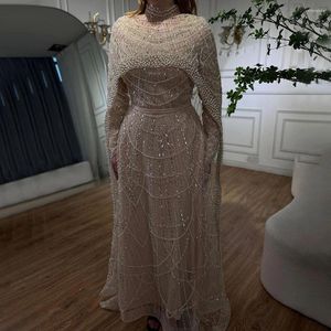 Party Dresses Serene Hill Hijab Muslin Naken A Line Long Cape Luxury Dubai Evening Downs 2024 For Women Wedding LA72032B