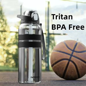 Tritan Water Bottle with Straw Portable Leakproof Outdoor Tour Sport Gym Plastic 60080010001500ml 240409