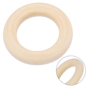 Unfinished Wooden Rings Multiple Sizes Solid Color Natural Wood Circle Rings For Macrame Craft Jewelry Decorative Wooden Hoops