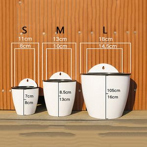 Wall-mounted Flowerpot Self Watering Flower Pot Wall Hanging Plastic Planter Durable Home Garden Balcony With Hook