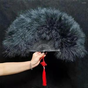 Figurine decorative Fan portatile Feather Fan Lussuoso Champagne con nappe Burlesque Marabou Elegante Burlesque Marabou per abbigliamento