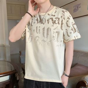 Summer Oversized 2024 New Sweat Absorbing and Breathable, Trendy Half Short Sleeved Pure Cotton T-shirt, Men's